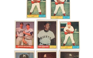 1961 Marichal, Spahn, Gibson, Ford, Roberts, and Koufax Topps Baseball Cards
