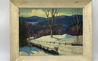1961 Oil on Board Vermont Winter Snow by George A. Richards