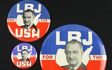 1964 LBJ For The USA Campaign Buttons (3)