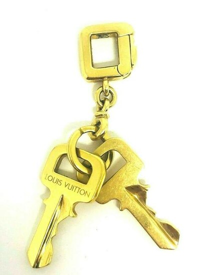 1990s Vintage LOUIS VUITTON Yellow Gold Keys Charm