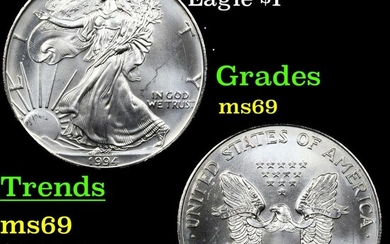 1994 Silver Eagle Dollar $1 Grades ms69