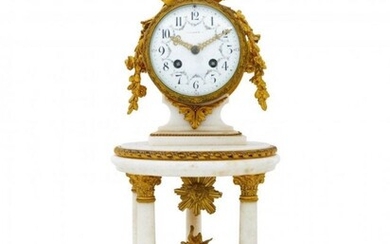 19TH C. DORE BRONZE MOUNTED FRENCH MARBLE CLOCK