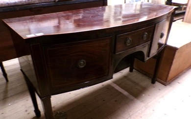 19c MAHOGANY BOW FRONT SIDEBOARD WITH FITTED 2 DEEP DRAWERS ...