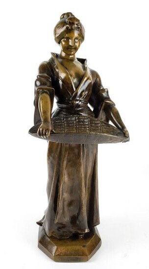 19th C. Bronze Figure of Woman Signed "Scotte"