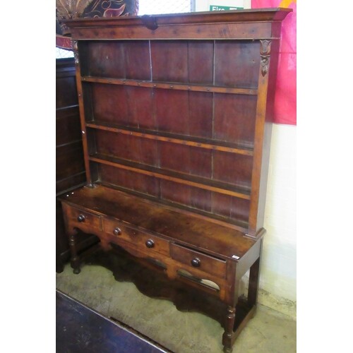 19th Century oak two stage rack back pot board dresser, the ...
