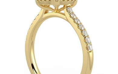 1CT GH-I1 Natural Diamond Halo Engagement Ring 14K Yellow Gold, Size 7.5