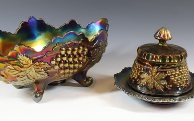 (2) CARNIVAL GLASS ITEMS
