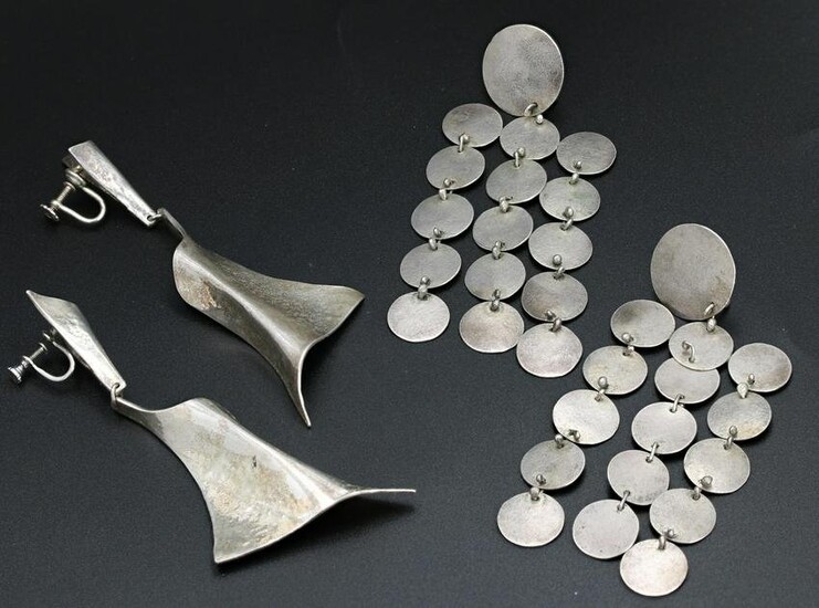 (2) Modern Sterling Silver Earrings