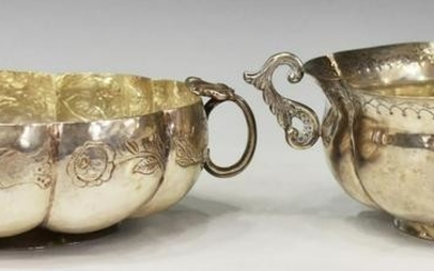 (2) SPANISH COLONIAL SILVER LOBED BOWLS, MEXICO