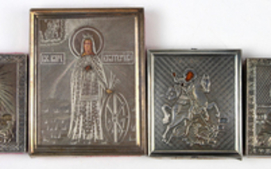 Russian .84 silver oklad traveling icons