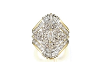 A 14K Gold Diamond Cluster Ring
