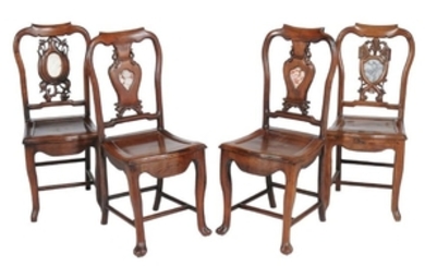 Four various Chinese hardwood side chairs