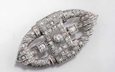 Platinum Art-Deco brooch with diamonds , 1930s,...