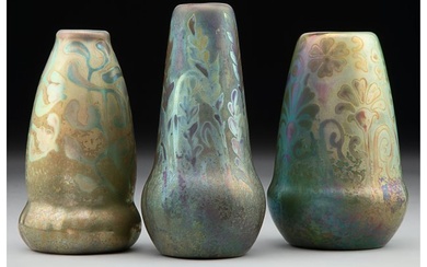 27030: Three Weller Pottery Sicard Vases, circa 1905 Ma