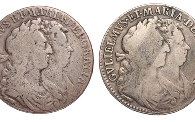 2x William and Mary, Halfcrowns; 1689, first busts, first crowned...