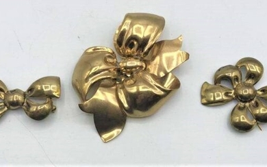 [3] Assorted MONET Gold Tone Bows Brooches