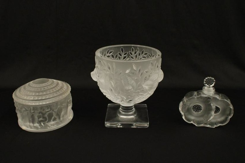 3 PC. MISC. LOT OF SIGNED FRENCH LALIQUE CRYSTAL