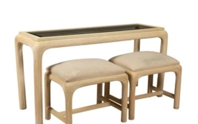 American Drew Console & Pair Nesting Benches