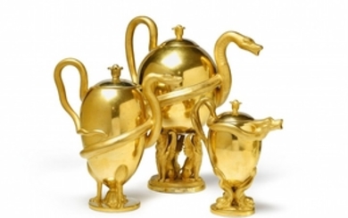 A Berlin KPM porcelain set of three teapots w ...
