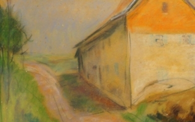 Bernard Gobiet, German 1892-1945- Farmhouse building; pastel,...