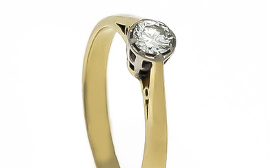 Brilliant ring GG / WG 750/000 with one brilliant-cut