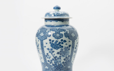 A Chinese blue and white baluster vase and cover