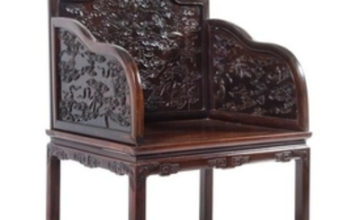 * A Chinese Zitan Throne Chair, Baozuo