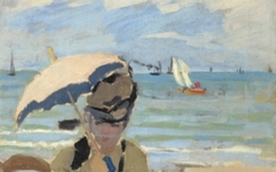 Claude Monet (1840-1926), Camille assise sur la plage à Trouville