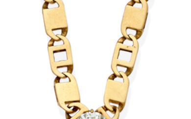 A diamond and 14k gold necklace