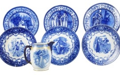 Doulton, a group of Shakespeare themed blue...