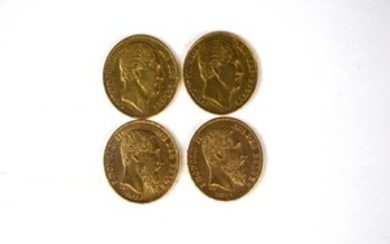 Ensemble de 4 monnaies en or comprenant