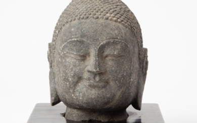 FINELY CARVED STONE BUDDHA HEAD