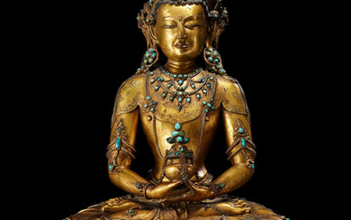 An important gilt copper-alloy figure of Amitayus
