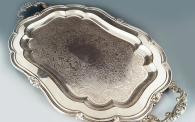 LARGE 19TH-CENTURY SHEFFIELD SILVER PLATED SERVING TRAY