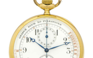 LONGINES POCKET WATCH CHRONOGRAPH YELLOW GOLD A very fine manual-winding 18K yellow gold pocket watch with chronograph.