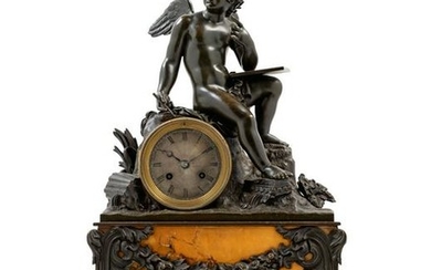 A Louis Philippe Bronze and Marble Figural Mantel