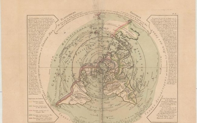 "Planisphere Physique ou l'on voit du Pole Septentrional ce que l'on Connoit de Terres et de Mers...", Buache/Dezauche