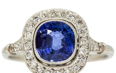 Platinum GIA No Heat Sapphire Engagement Ring