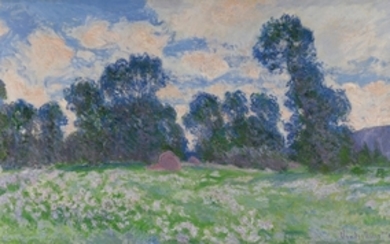 PRAIRIE, CIEL NUAGEUX, Claude Monet