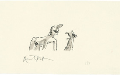 Quentin Blake (b. 1932), Giant telling Cyrano the time with his nose