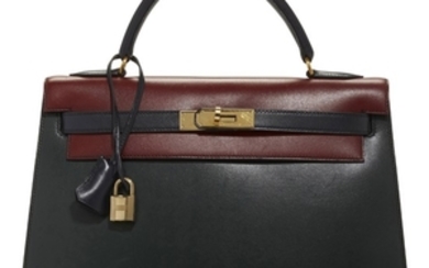 A ROUGE H, INDIGO & VERT FONCÉ CALFBOX LEATHER SELLIER KELLY 32 WITH GOLD HARDWARE, HERMÈS, 1999