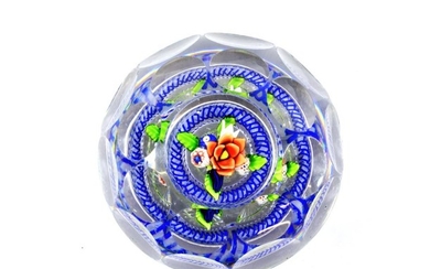 A St Louis Faceted Upright Bouquet Paperweight, circa 1850, set...