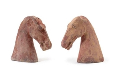 * Two Pottery Heads of Horses