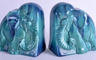 AN UNUSUAL PAIR OF 1950S CONTINENTAL BLUE GLAZED FLAMBE