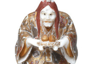 A lacquered ivory netsuke of a Ranryo-o dancer