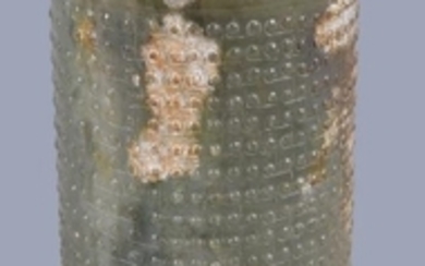 A Chinese green jade archaic style cylinder or cong