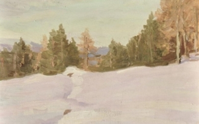 Max Angerer (Schwaz 1877 – Schwaz 1955), Paesaggio tirolese in inverno;Olio...