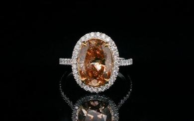 4.02ct GIA Fancy Brown-Orange Diamond, Diamond 18K Ring
