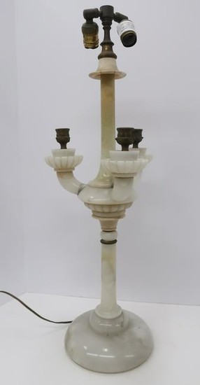 5 Light Marble Columnar and Curved Arm Table Lamp