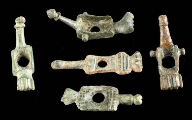 5 Roman Leaded Bronze / Brass Erotic Quillons